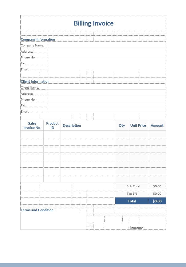 Dining Invoice Template PSD template